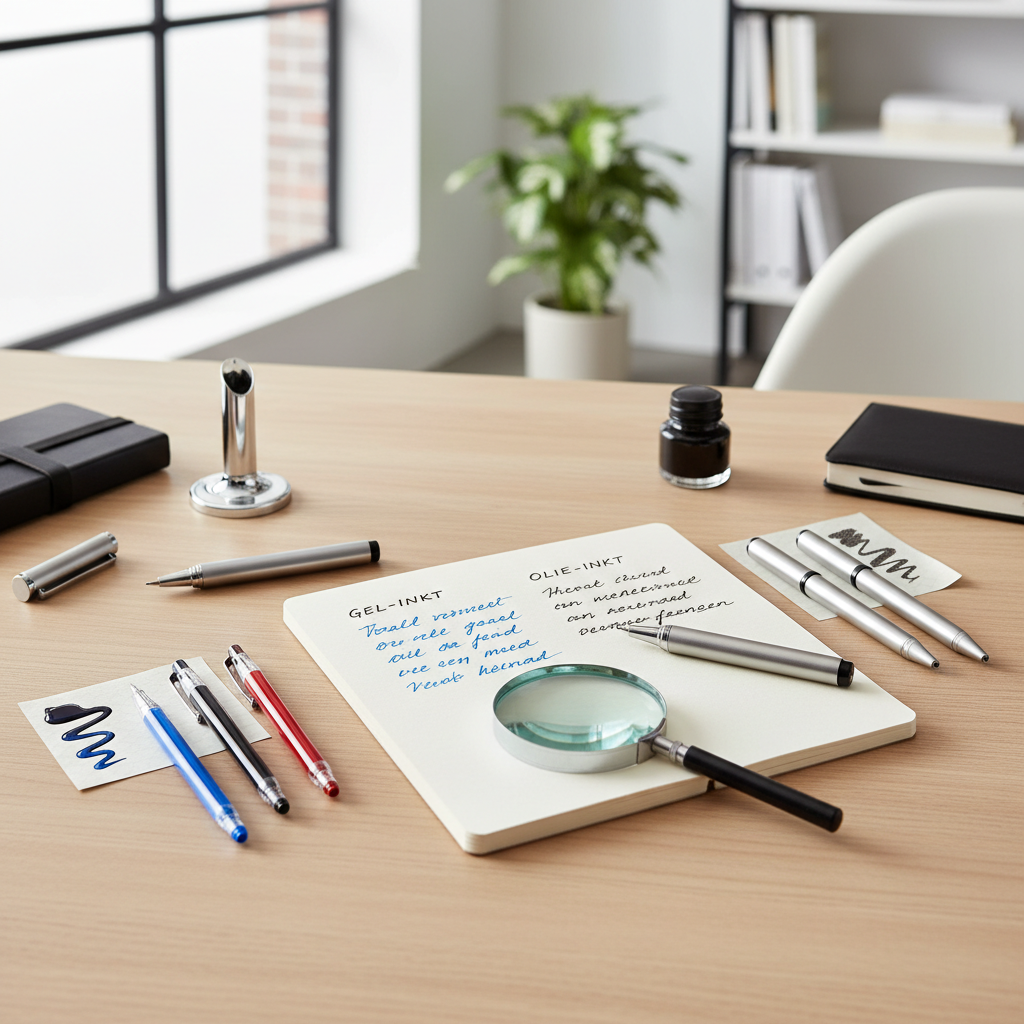 Vergelijk gel-inkt en olie-inkt in balpennen